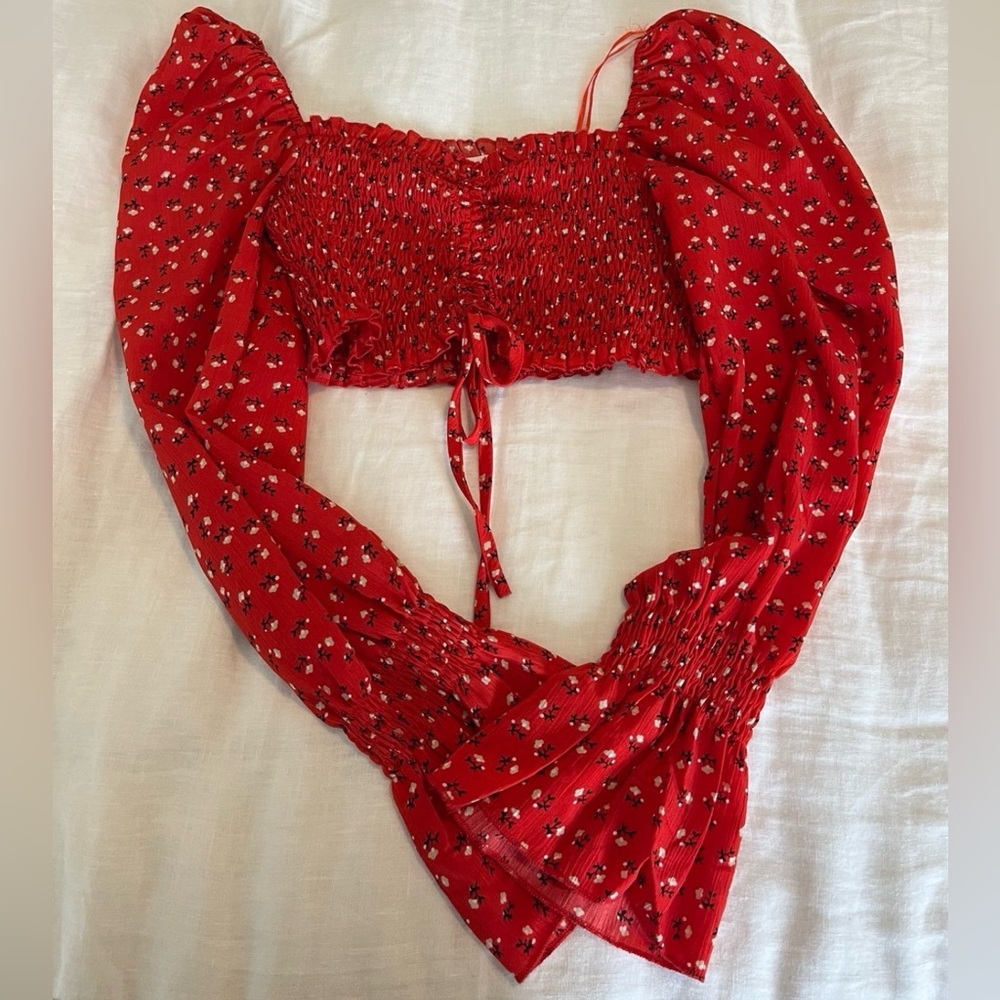 Red long sleeve crop top, never worn